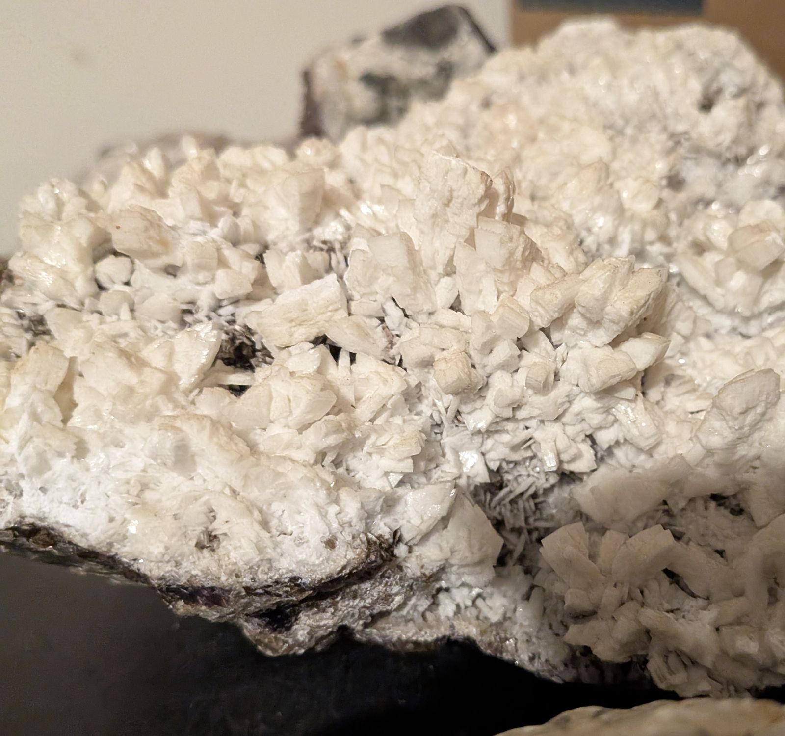 Close view of a specimen's crystal faces